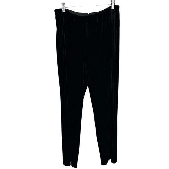 Alex Evenings Velvet Pants Black Straight Leg Zip Back Womens Size L Stretch - Picture 1 of 7